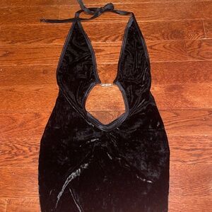 Sexy Exotic Dancer Stripper mini dress Black plush scrunch butt open back OSFM